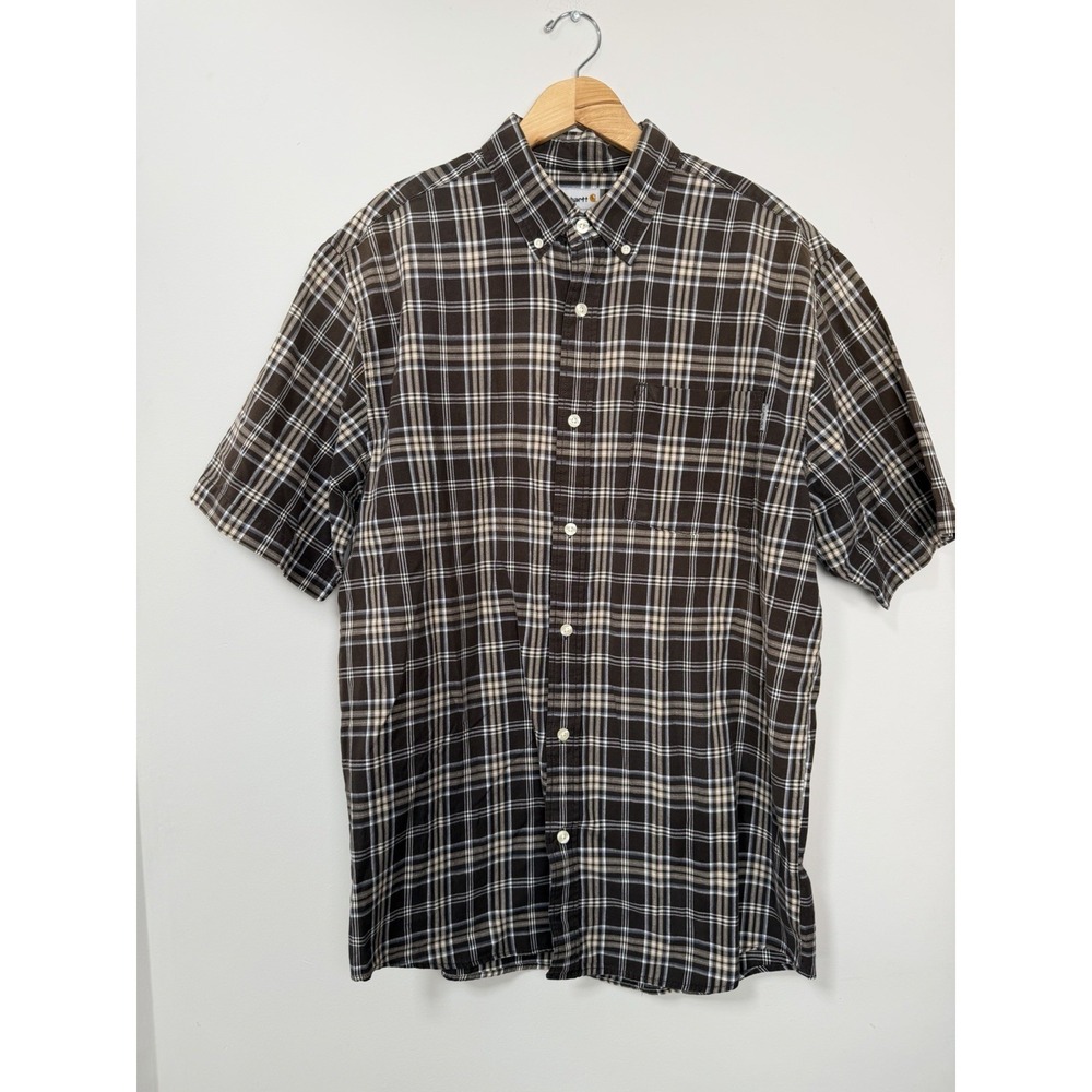 Carhartt Men's Large Plaid Short Sleeve‎ Button Up Shirt Casual Workwear Outdoor